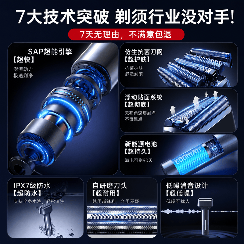 SAWAAG德国剃须刀电动男士2026新款往复式便携迷你刮胡子刀浓密胡须小锤子3.0送男朋友老公父亲生日礼物 【睛色】臻爱礼盒款 深层剃净|不留黑点 精钢三刀头 剃须刀热卖第一 /刮胡子最干净的剃须刀/敏感肌专用
