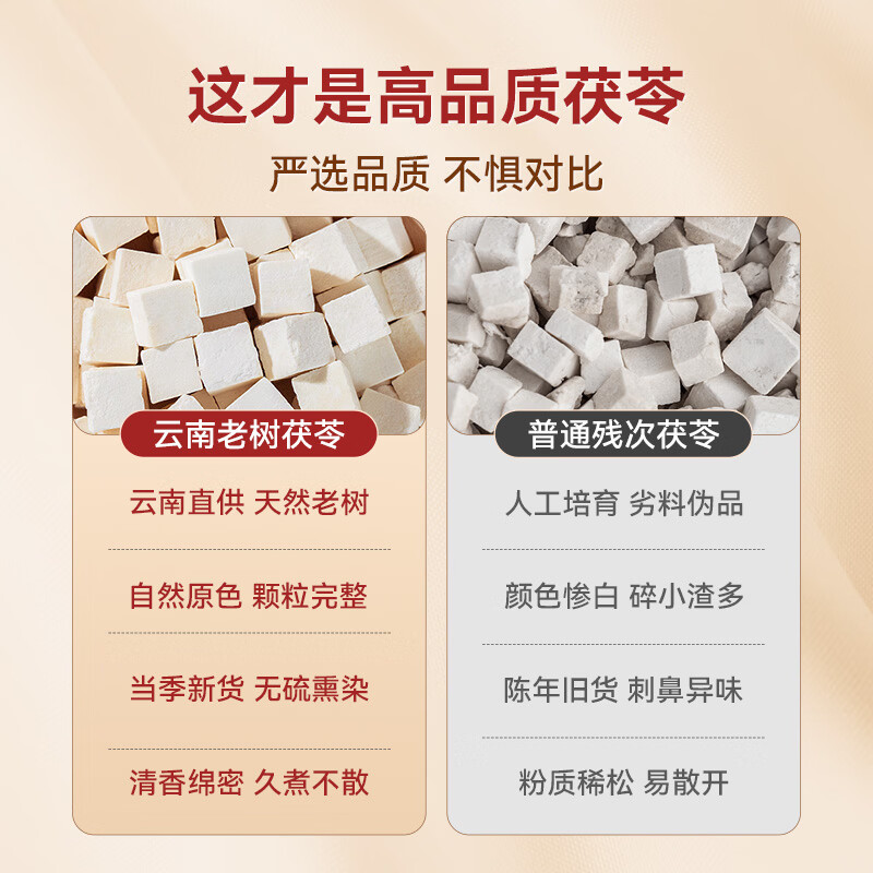 国强茯苓正品云南茯苓丁块白茯苓粉茶食用饮片 250g*1袋