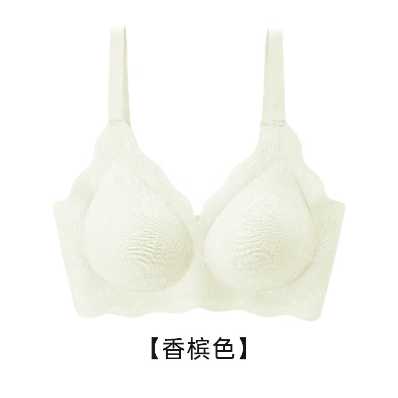 ROVO内衣女无痕舒适夏季薄款聚拢美背大胸显小无钢圈背心式文胸罩 香槟色 M