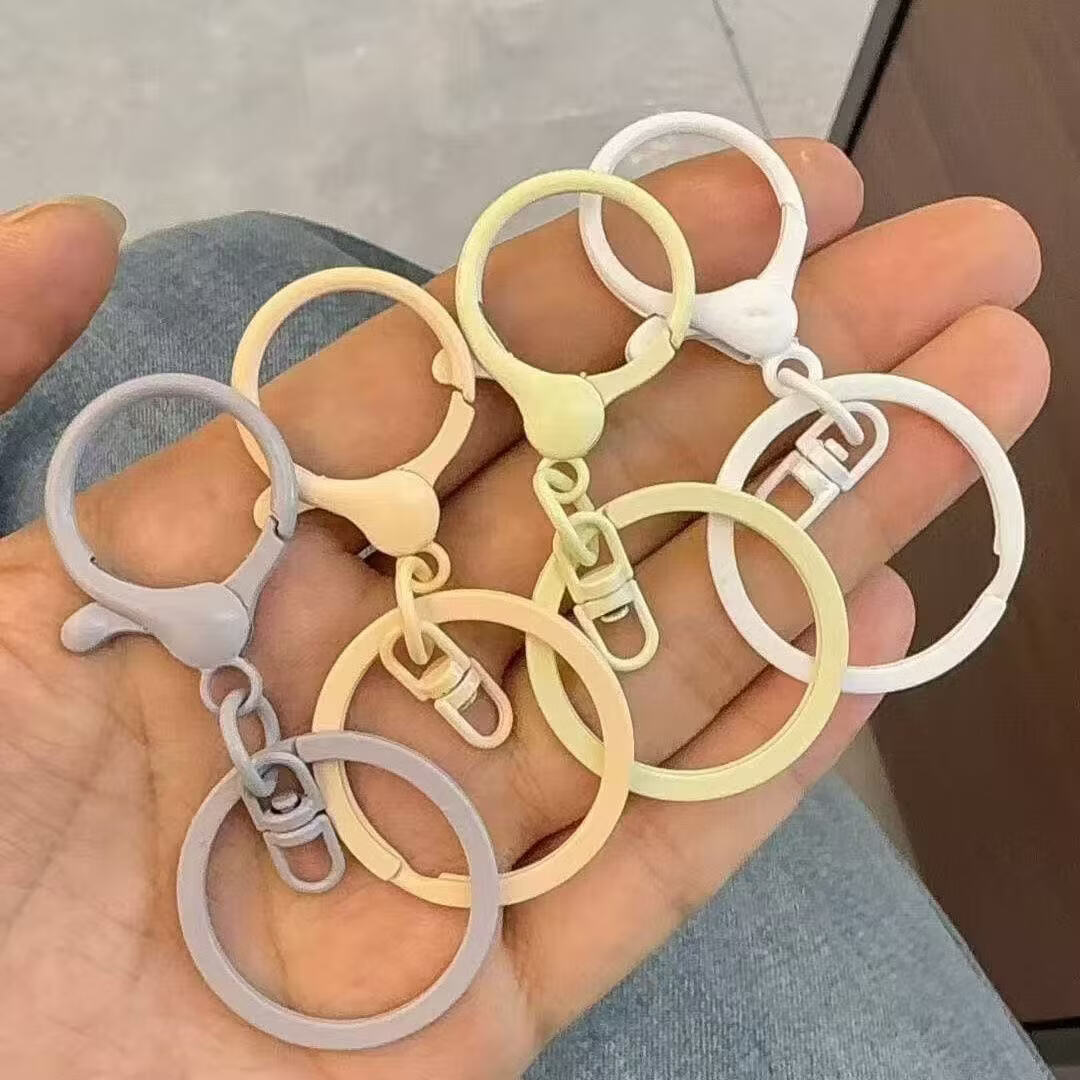【优选直发】钥匙扣彩色烤漆U型旋转门扣龙虾扣合金diy饰品配件钥 财库【八方来财】