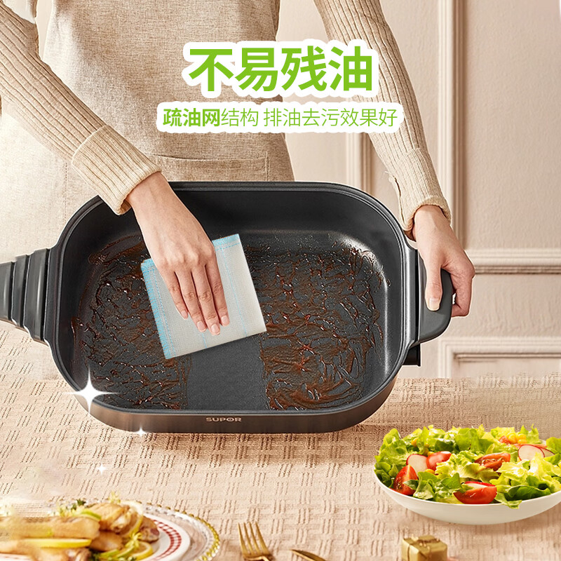 丰兔厨房绵柔抹布多用途再生纤维家用洗碗布不掉毛不沾油不发霉 (特惠装)3片装*2包(共6片)送钢丝球1个