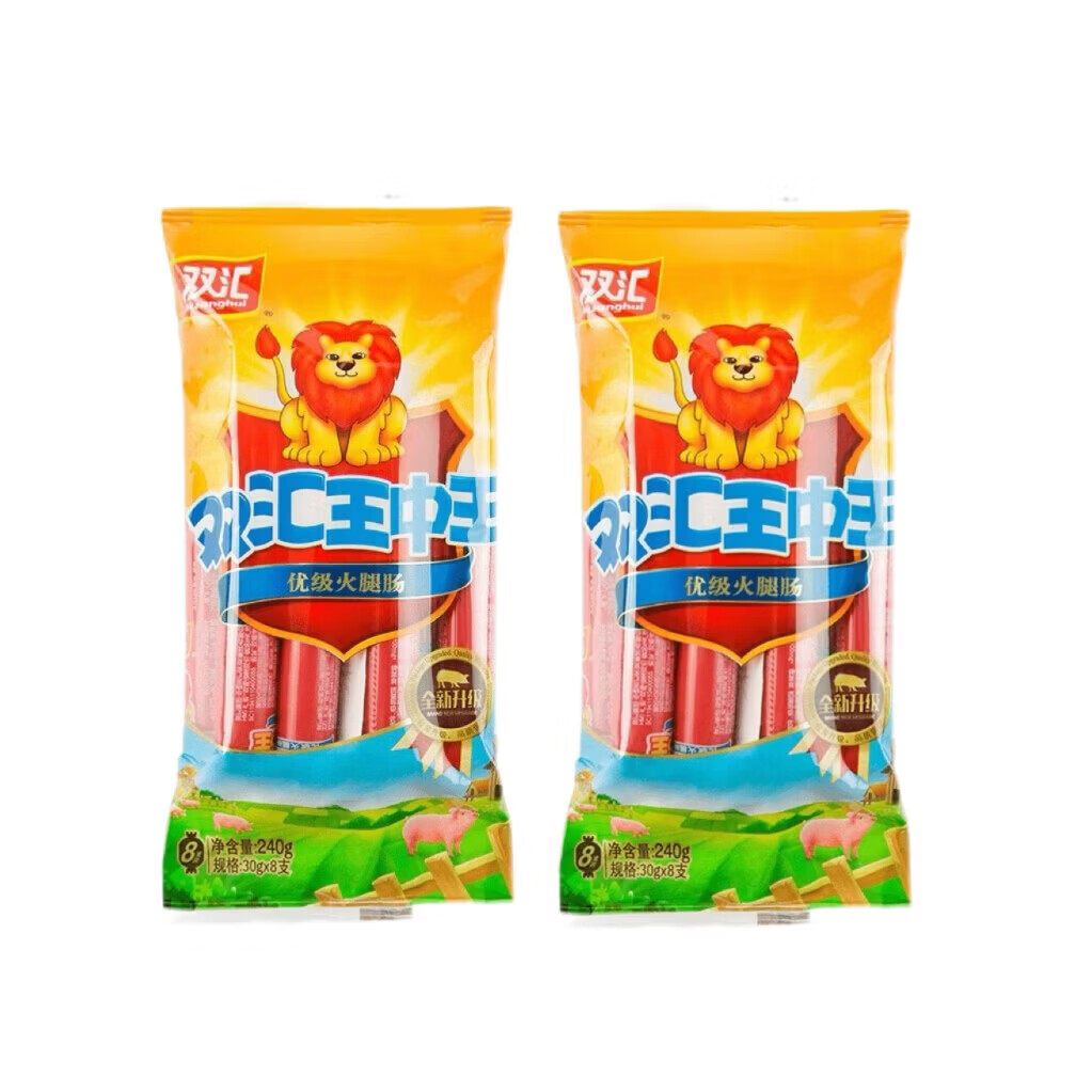 双汇王中王优级火腿肠即食零食 240g*2包