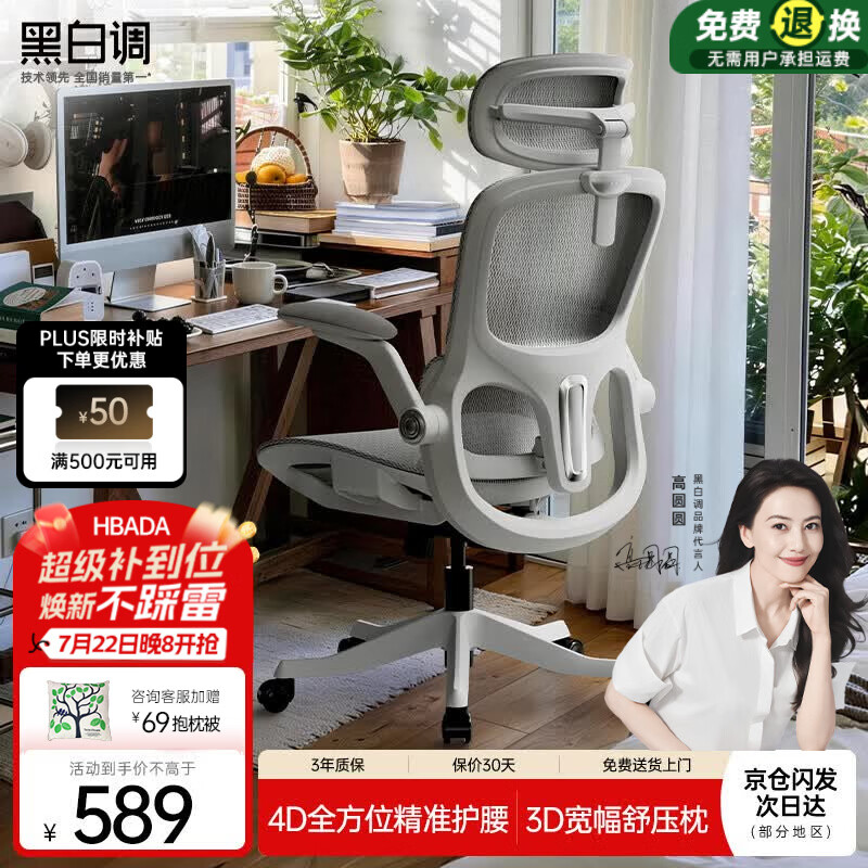 黑白调P2Pro二代人体工学椅电脑椅办公椅电竞椅子人工力学座椅4D腰托