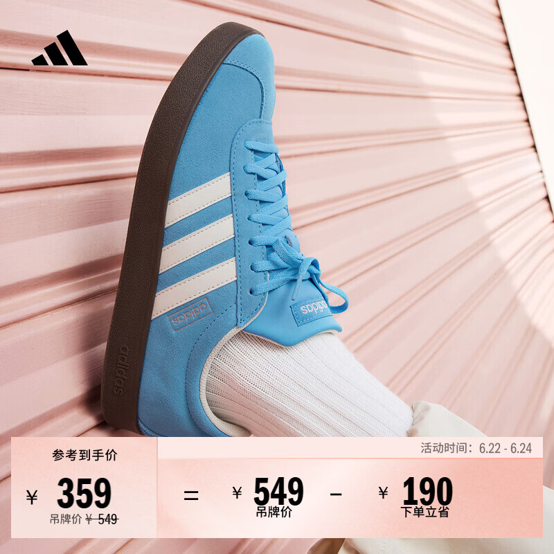 adidas「T头鞋」VL COURT复古休闲板鞋德训鞋男女阿迪达斯轻运动 蓝色/亮白/树脂黄 (推荐女生选小半码)   37  