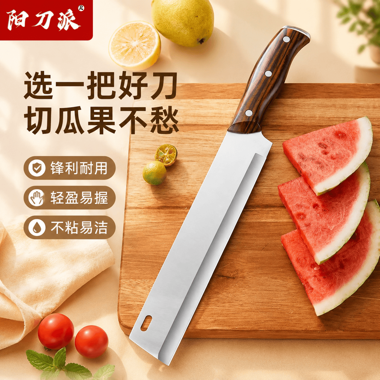 厨房西瓜水果刀切西瓜专用刀加长款商用水果店果切刀特大号刀具 大型瓜果刀（可切西瓜/哈密瓜/凤梨等水果）