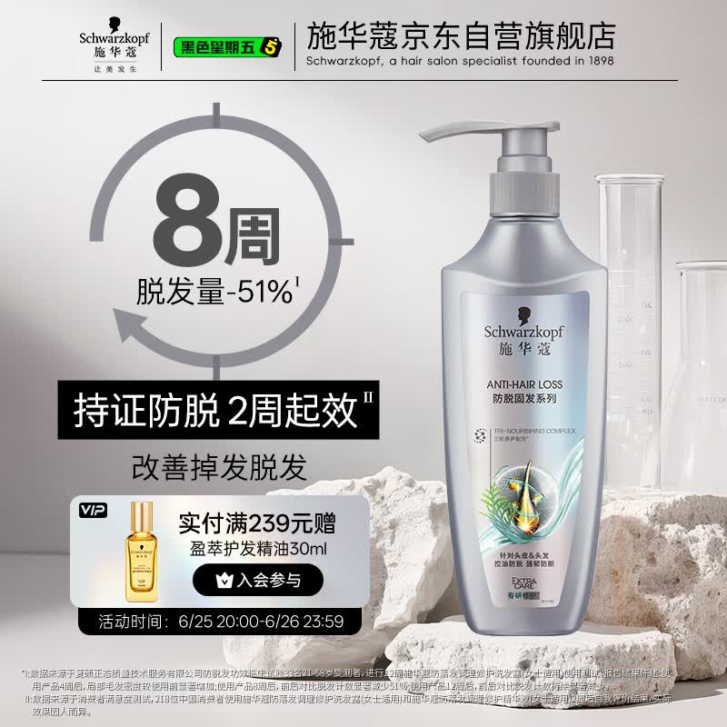 施华蔻（Schwarzkopf）防脱固发护根控油柔顺洗发水600ml(无硅油 蓬松 防掉发 男女)