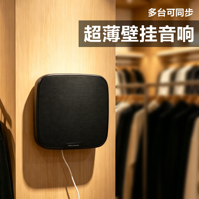 AITES2026新款店铺专用壁挂式蓝牙小音箱插U盘循环播放大音量服装店美容院棋牌室音响挂墙式剧本杀喇叭 布网灰色1台 官方标配
