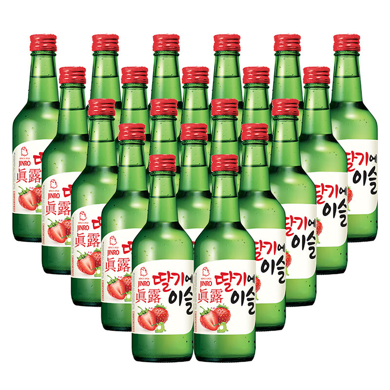 真露（JINRO）烧酒 韩国进口13°草莓味 360ml*20瓶 整箱装iaaamdegxur