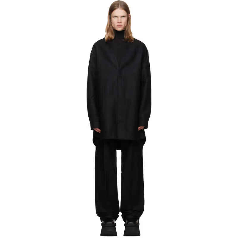 瑞克·欧文斯（RICK OWENS） 轻奢 男士  黑色 CONCORDIAN 衬衫 Black 20 | 56 IT