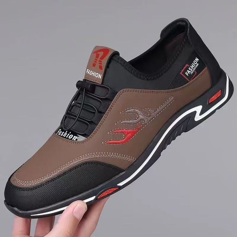 【当季爆款】2026新款男士休闲皮鞋软皮软底户外透气百搭鞋lrx1 咖色 40