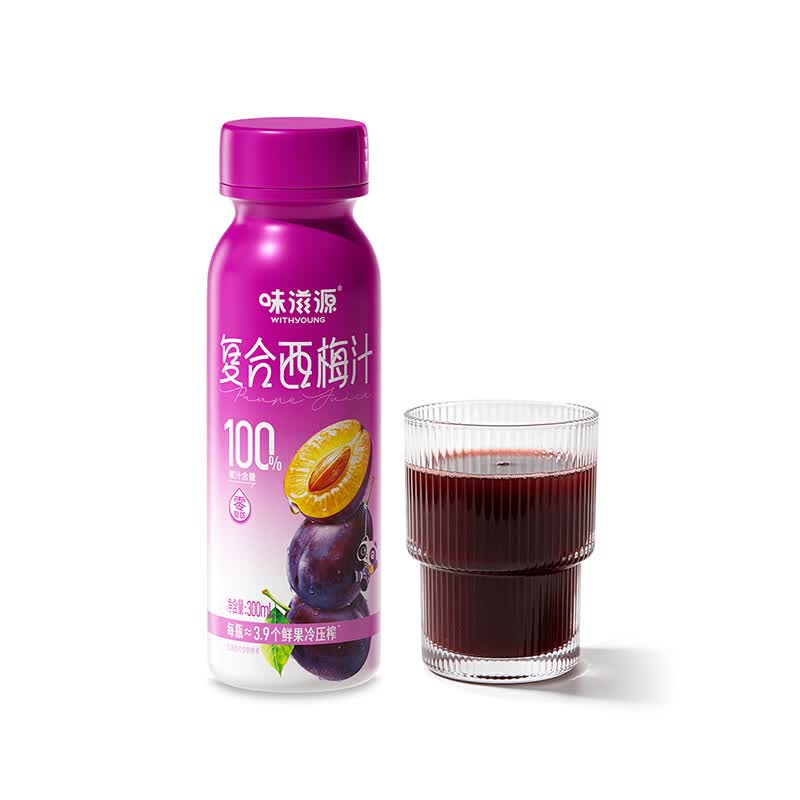 味滋源100%果汁多口味混合石榴芭乐复合西梅苹果汁夏季饮品果汁饮料 100%复合西梅汁300ml*6瓶