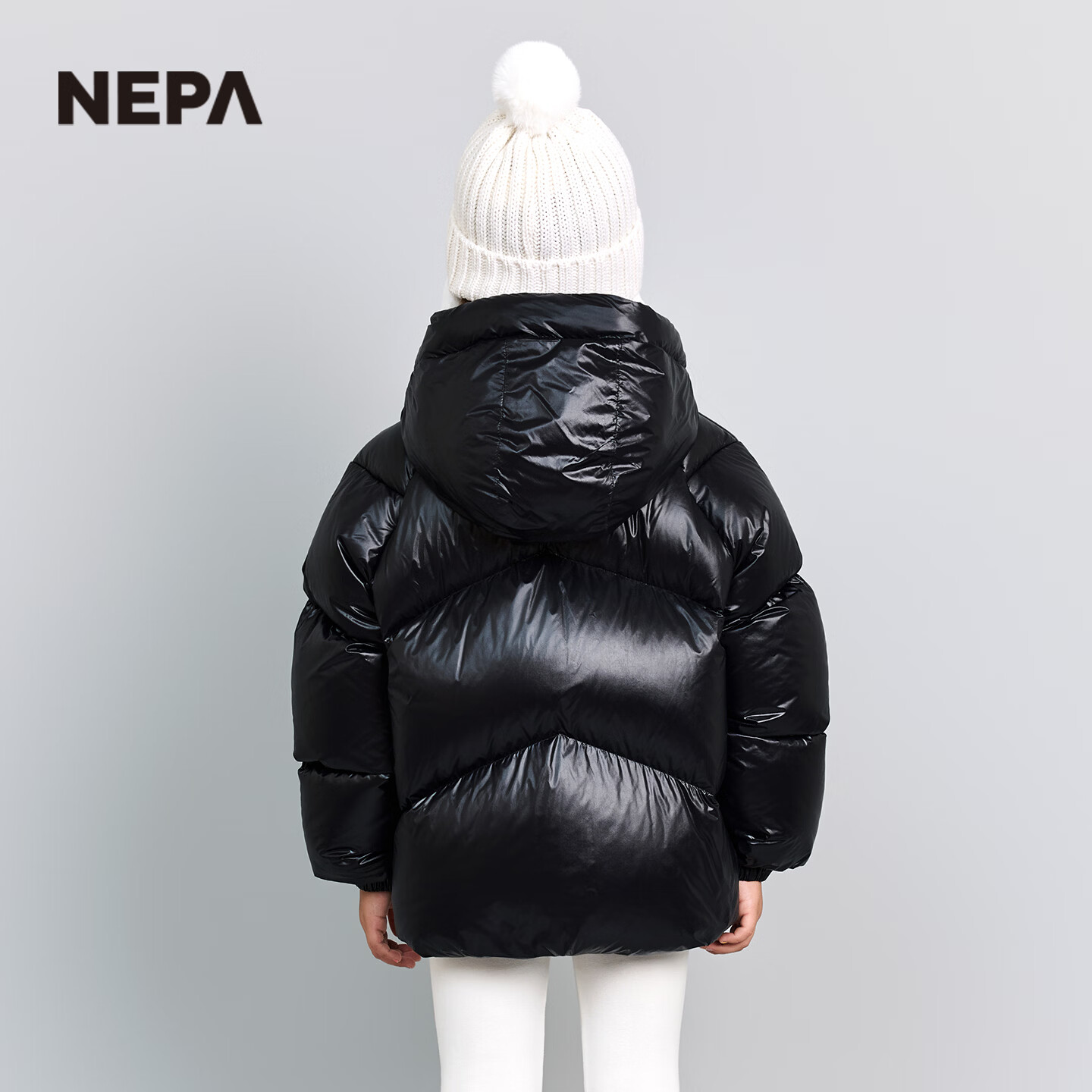 NEPA耐葩韩国进口户外秋冬童装儿童羽绒服男女童短款保暖KLF2002 亮黑色 C04 XS (145)