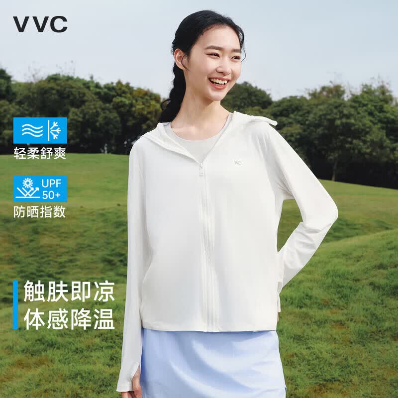 VVC防晒衣502UV防晒服冰感防晒户外运动透气防紫外线外套CXT 简约白 (155-175CM/40-70KG)
