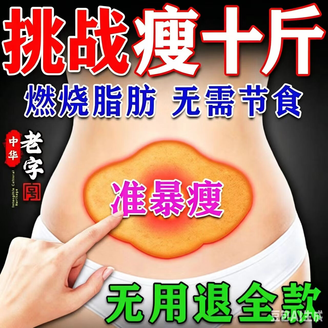 减肥瘦肚子燃脂贴大肚子睡瘦全身快速瘦中药减肥湿气重大肚子暴瘦 1盒【燃脂瘦身体验装】100%特效