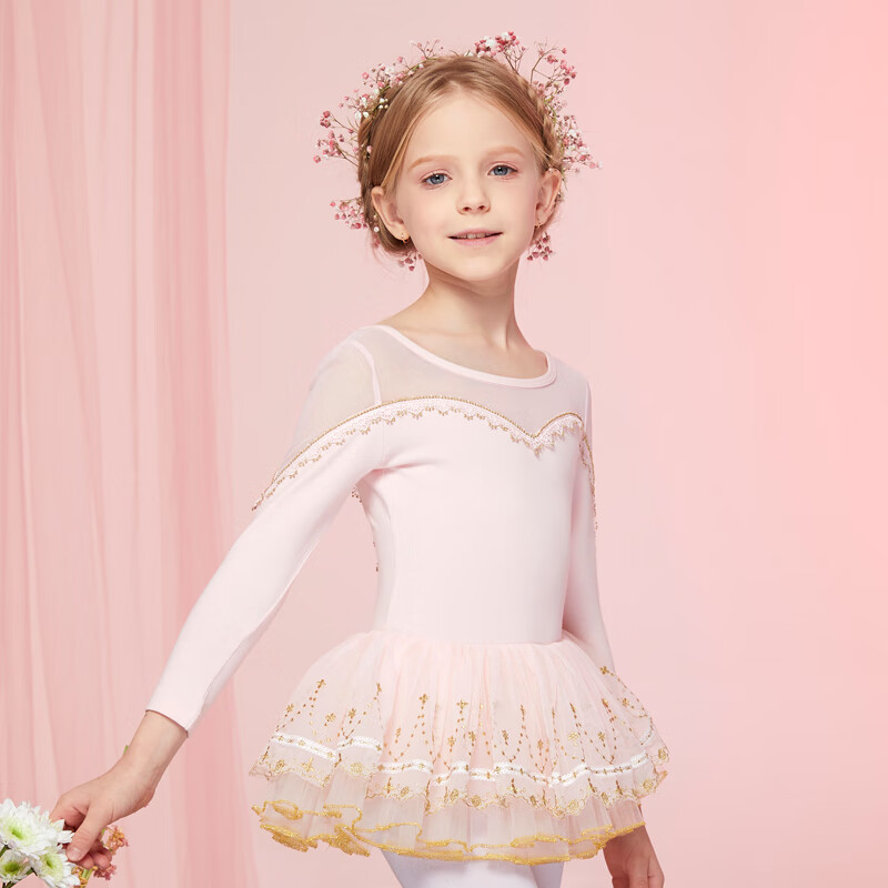 狮奥利兴儿童舞蹈服装女童秋季长袖幼儿练功服中国舞跳芭蕾舞裙女孩舞