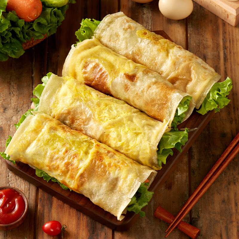 美粮坊鸡蛋灌饼饼胚手抓饼面饼煎饼卷饼学生儿童早餐半成品速食面点生鲜 90g*20片+纸袋+灌饼酱+刷子