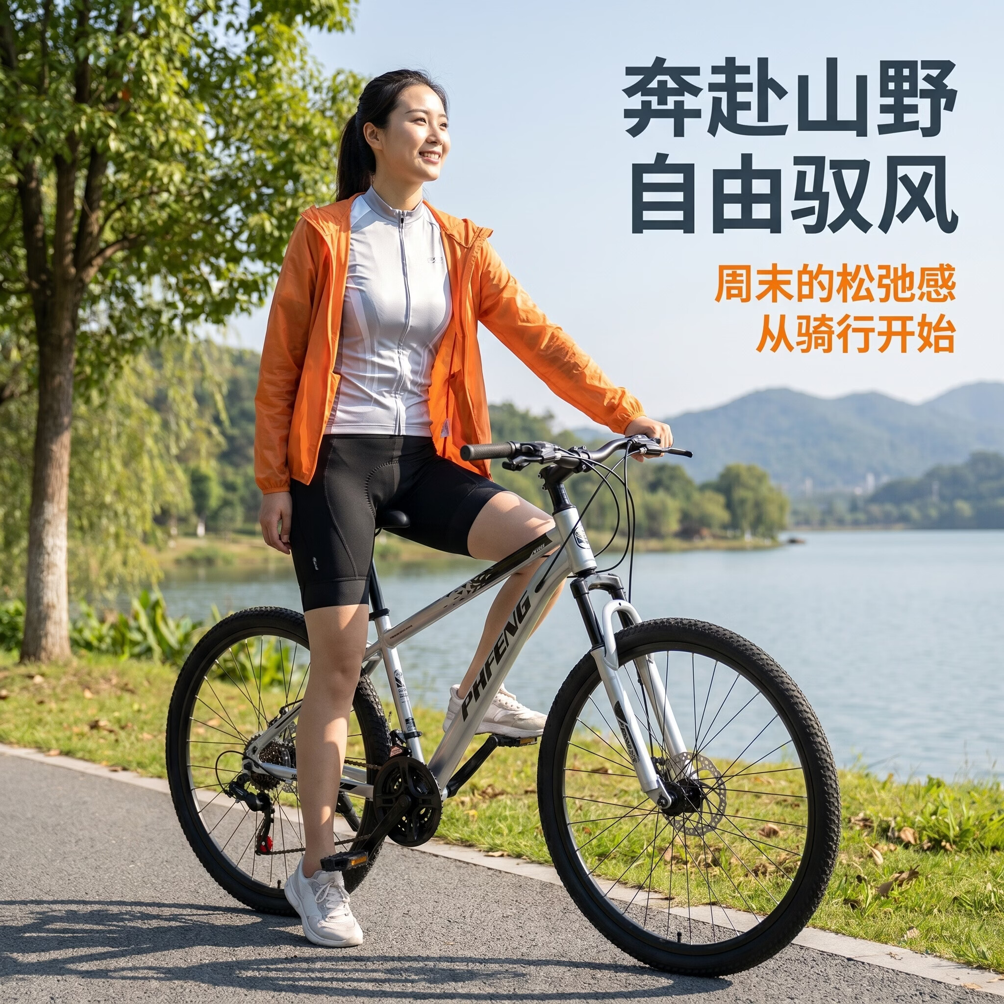 WIZIK新款变速山地自行车男女款碟刹24寸26寸成人青年学生骑行官方正品 律动黑 24英寸 (适合身高150-170cm)