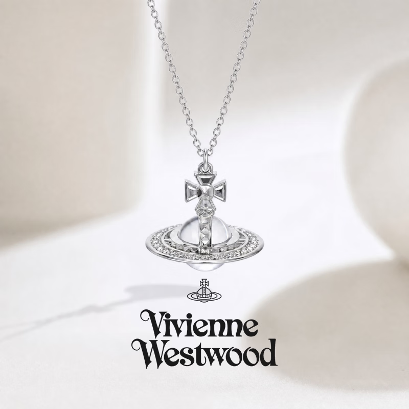薇薇安·威斯特伍德（Vivienne Westwood）【七夕礼物】西太后 Pina 银色 女款 土星吊坠项链 送女友