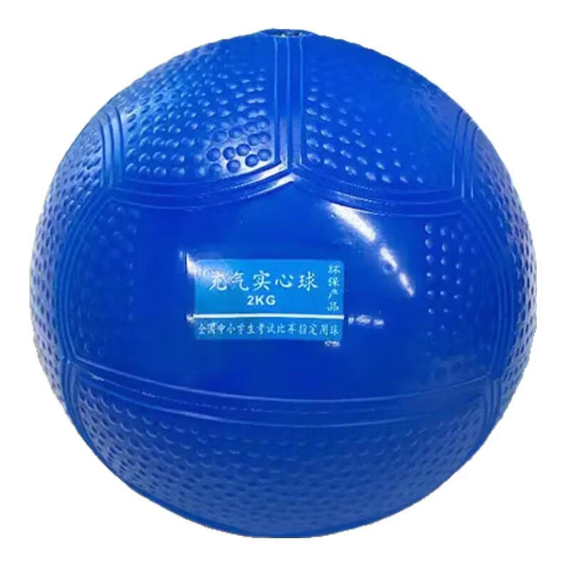 实心球中考训练用球铸铁实心球软橡胶实心球 蓝色2kg+气针+网兜