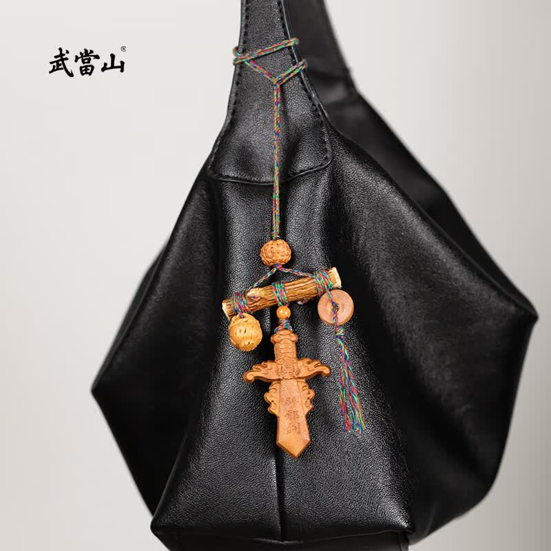 武当山老桃木挂件 宝压惊木雕七夕节礼物平安挂饰男女款平安钥匙扣吊坠