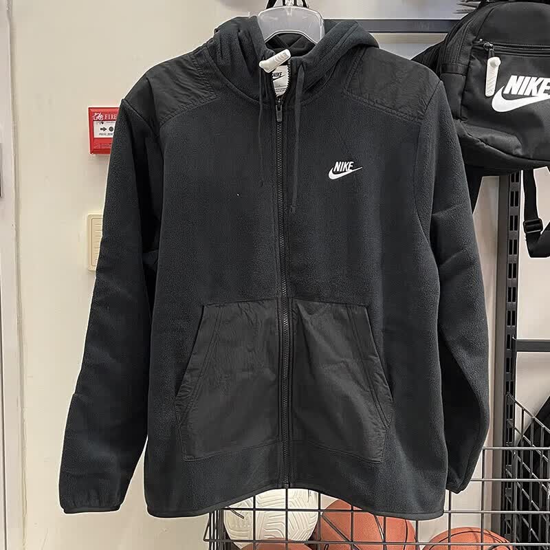 耐克（NIKE）外套男士秋冬季新款运动服保暖摇粒绒连帽夹克DD4883-010 DD4883-010黑色 S
