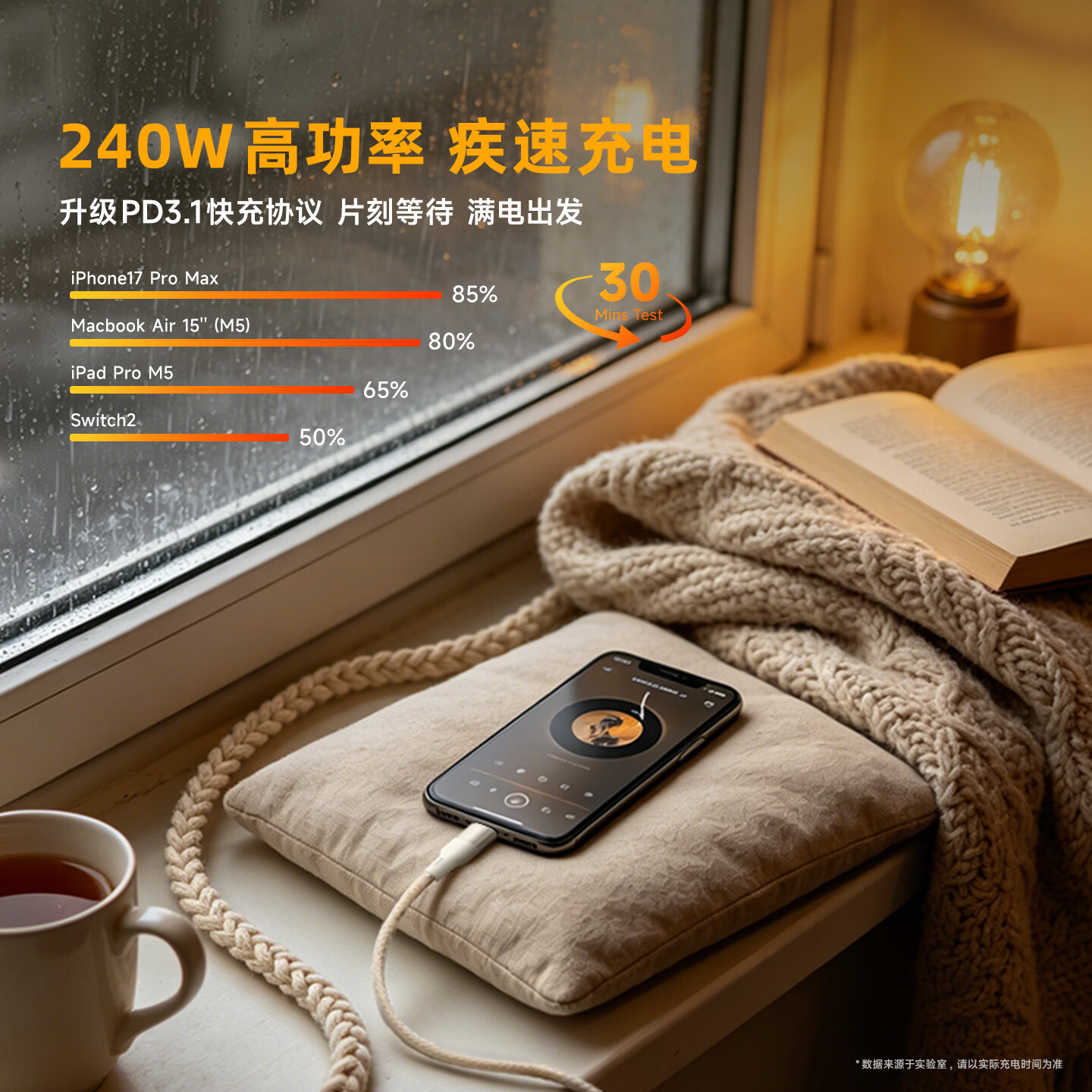 ZONDISION PD240W双头Type-C快充数据线苹果17iPhone16/15promax手机Mac电脑华为大疆Pocket3/4充电线 【2米白】苹果15-17|240W|PD3.1超充