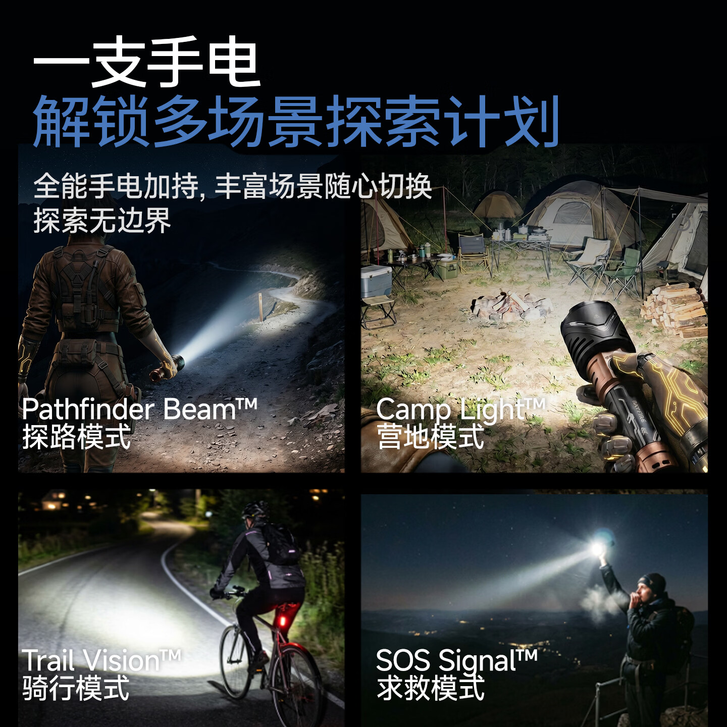 天火夜刃手电筒强光超亮流明长续航户外夜爬钓200000穿天炮三千米苍龙 1500高流明丨17w强劲功率丨铝合金防水防摔 4000毫安不虚标丨续航12小时