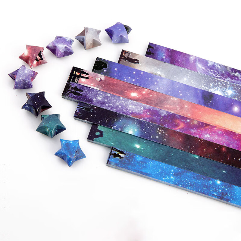 巧冠许愿星星折纸夜光幸运星纸五角星折纸礼物发光DIY手工卡通 折纸 (夜光款)混色混款(540张/包)