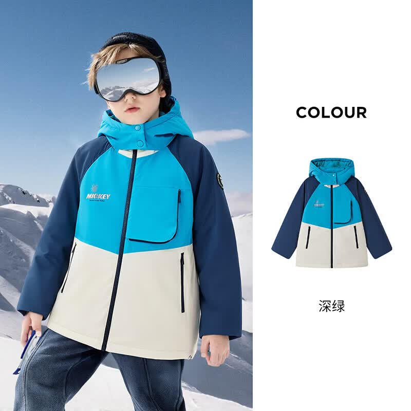 迪士尼(Disney)童装男童渐变羽绒服2026新冬米奇石墨烯拜年服白鸭绒高充绒外套厚 深绿 160 高155-160cm重85-100斤