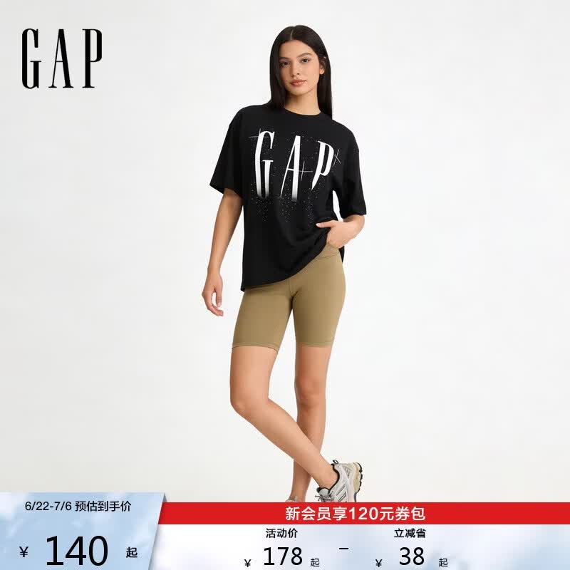 盖璞（GAP）男女装2026春季新款纯棉logo渐变印花宽松短袖T恤上衣866354
