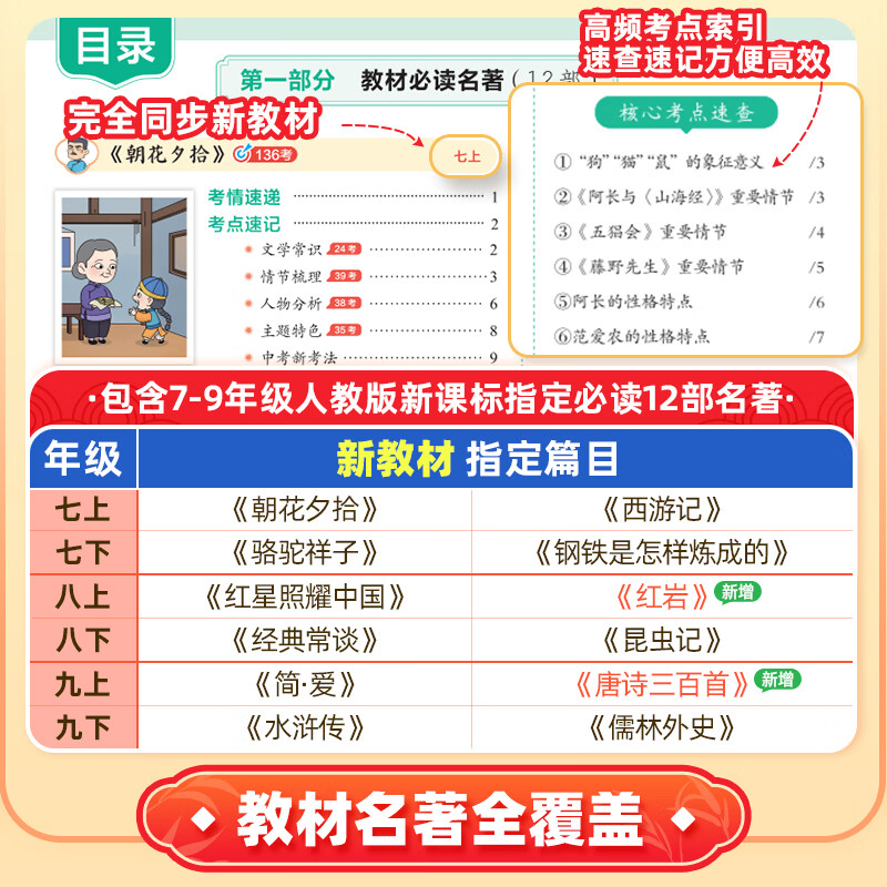 作业帮初中名著考点速记&考点精练手册语文教材必读初中文化文学常识漫画图解快速助记配视频讲解七八九年级一本通 【2册】初中名著考点速记+精练手册