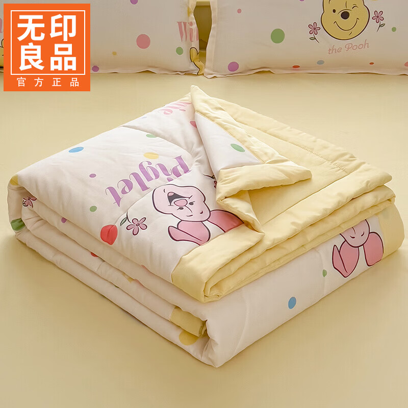 无印良品A类新疆棉花被子空调被全棉夏凉被纯棉夏被200x230cm双人夏季凉被 全棉新疆棉夏被-维尼与伙伴【迪士尼正版授权】 110*150cm单夏被