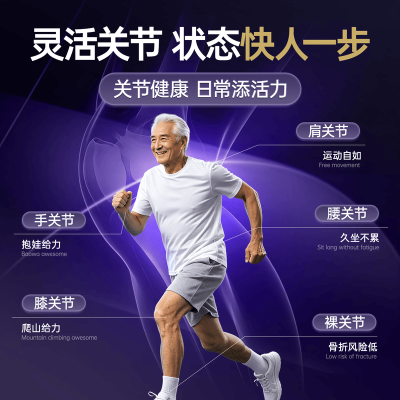 HIROR海若氨糖软骨素钙片呵护软骨关节养护灵活行动补钙强骨运动中老年 【中度症状养护】强韧骨骼 60片*2瓶