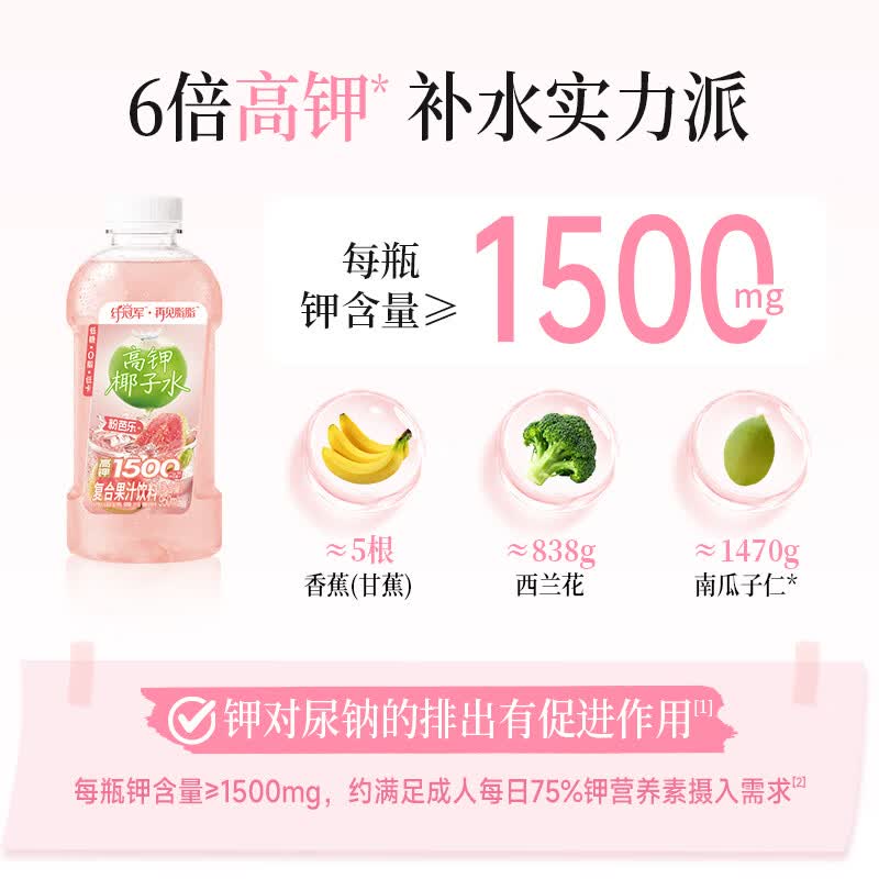 轻上VC1000柠檬水0脂肪饮料 羽衣甘蓝青苹果水椰子水夏季饮品多种口味 0脂低卡粉芭乐高钾椰子水950ml*2