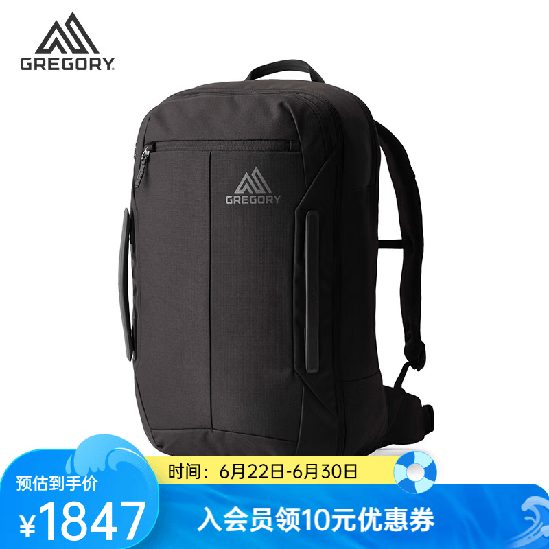 GREGORY格里高利 26年新品 BORDER卫士 户外通勤旅行商务电脑双肩包背包 40L-地衣黑