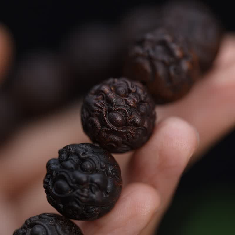 天然沉香木雕刻霸王貔貅手串男女通用护身符生日礼物 貔貅沉香木手串18MM