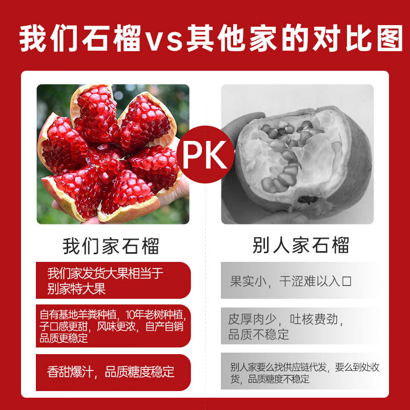 勿语四川大凉山会理突尼斯软籽石榴特大果礼盒 产地直发新鲜红石榴 3斤精品中果3-6两