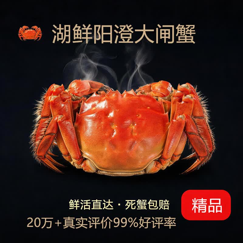 【活蟹】湖鲜阳澄 大闸蟹 去绳足重 2.0-2.3两 6只 六月黄鲜活海鲜螃蟹海鲜特大礼盒装