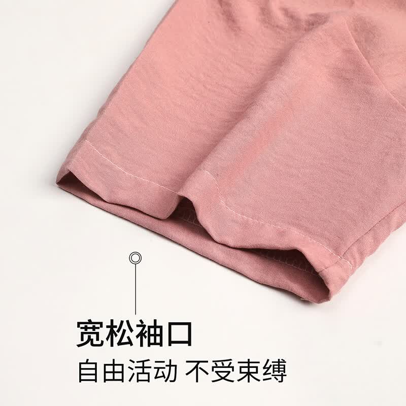 木木屋(mumuwu)【K】带胸垫睡衣女夏季套头七分裤云朵棉薄款孕妇可穿家居服 5552【带胸垫】套装 XXL【建议125-140斤】