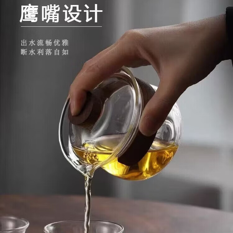 臻晶智【精选直发】耐热加厚高硼硅玻璃盖碗泡茶茶杯防烫手抓盖碗功夫茶 透明色盖碗