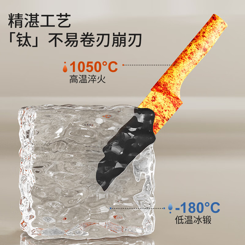 WUC抗菌菜刀家用钛刀厨房刀具不锈钢防锈轻便切片刀切肉厨师斩切刀 【雪韵系列】切片刀-粉色(赠磨刀器)