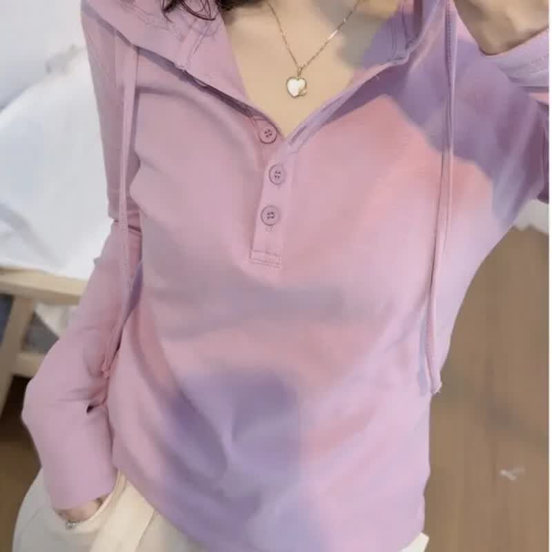 娜莎（NOXA 20）25（秋冬款）文艺范简约打底连帽长袖T恤显瘦休闲宽松百搭 芥末黄 4XL 【155-165斤】