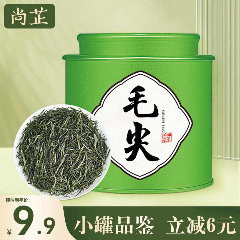 尚芷 毛尖绿茶 茶叶四川蒙顶山春茶嫩芽茗茶自饮便携小罐装50g