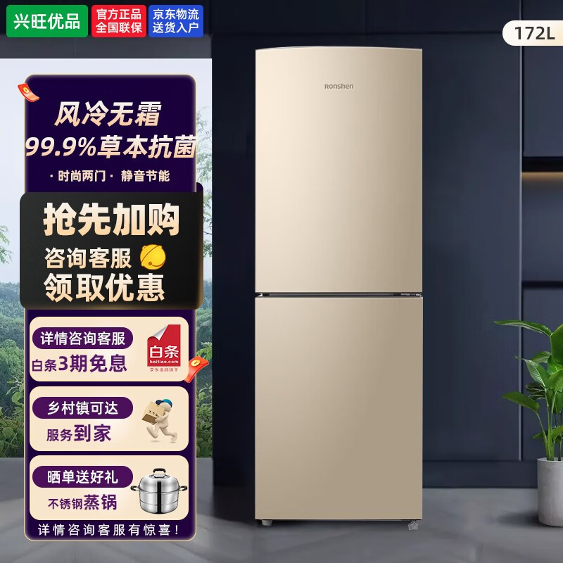 容声 99新 172升小型两门冰箱风冷直冷两种静音节能双门大冷冻家用小