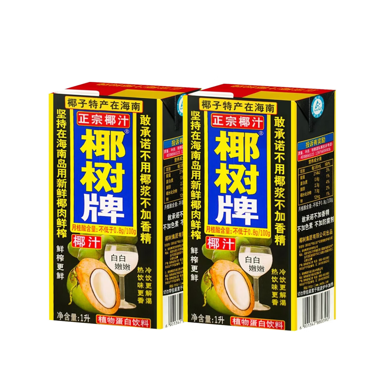 椰树牌椰汁1000ml/盒*2植物蛋白饮料正宗海南特产【临期清仓】