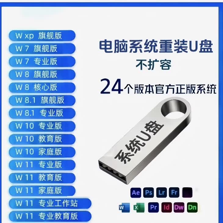 系统U盘重装Win10/11纯净版XP电脑一键安装Win7装机启动优盘微PE win7+10+11系统共62版本有软件