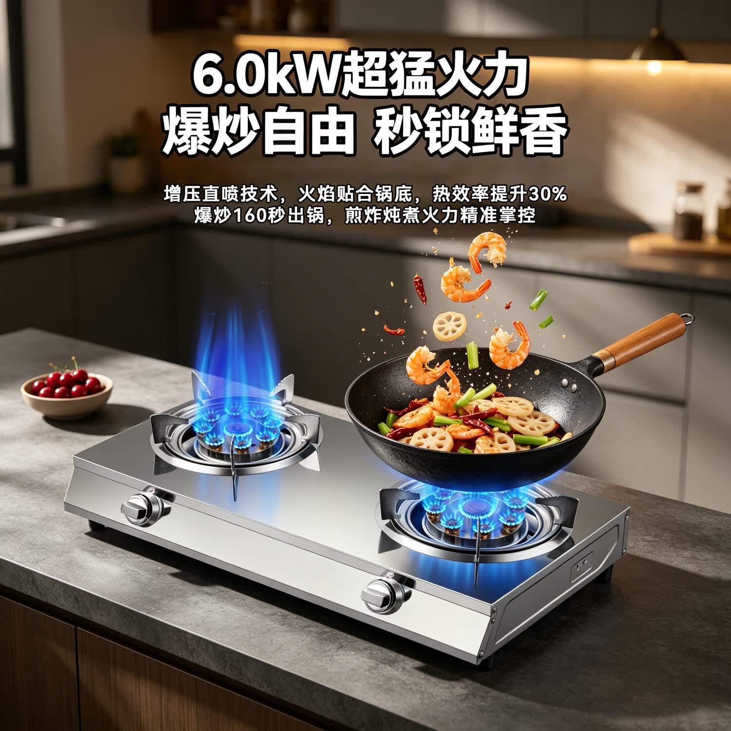 荟太太燃气灶双灶台式灶家用煤气灶出租房高效节能猛火天然气铜火盖双灶 6kw猛火【铜芯九头稳焰】*只有灶 液化气-熄火保护