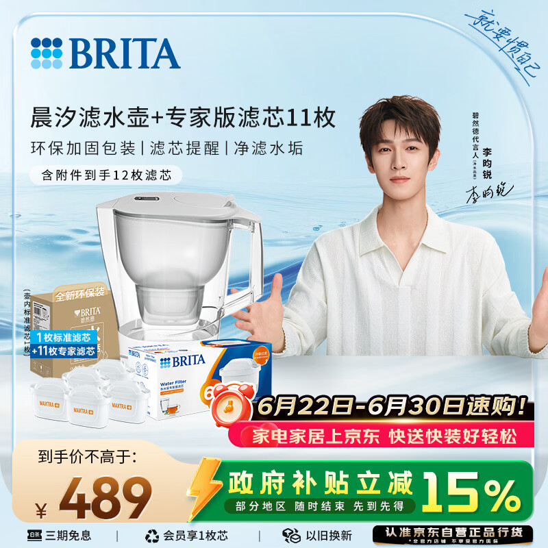 碧然德（BRITA）过滤净水器 家用滤水壶 Kalea 晨汐系列+专家版滤芯11枚（含附件）