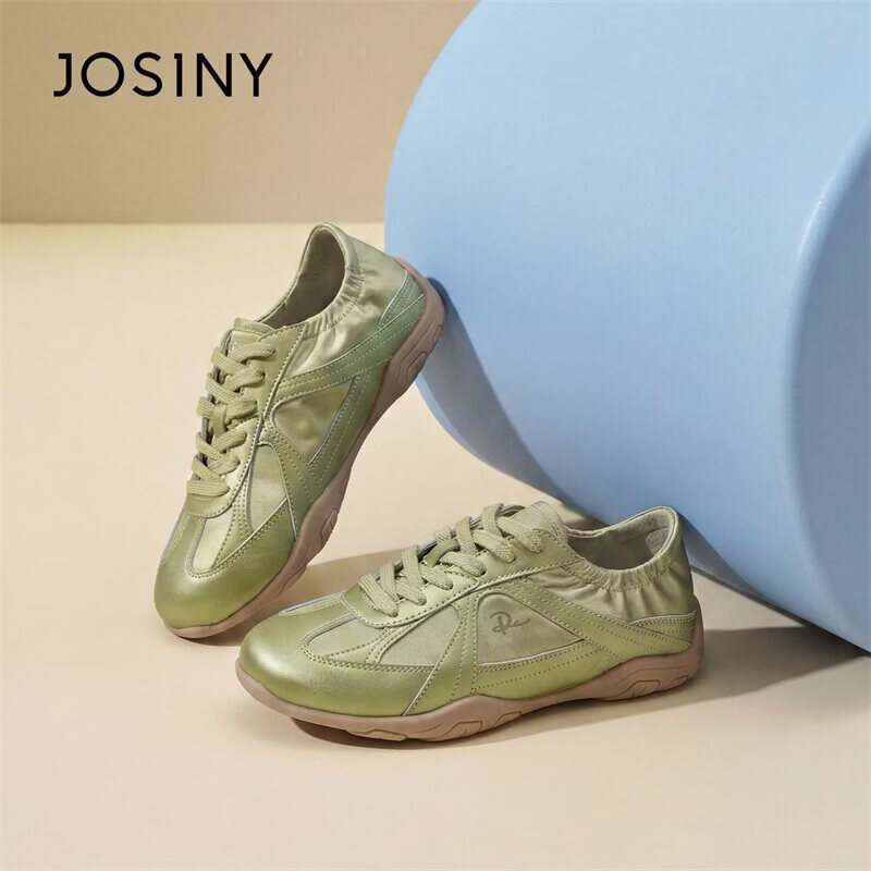 卓诗尼（Josiny）卓诗尼复古拼色德训鞋女2026新款厚底巨好看系带运动百搭休闲鞋 浅灰色 36