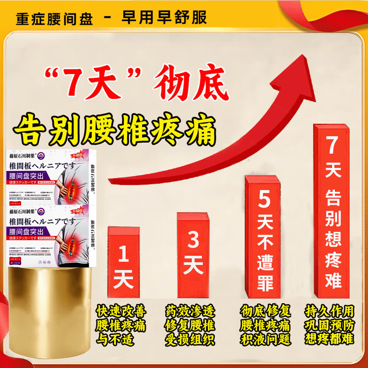 藤原石川制薬腰间盘突出膏药腰肌劳损压迫神经腰疼腰痛膏贴腰椎间盘突出进口药 特效疗效5盒【500%包冶裉】 腰椎特效疗效专用最好的膏